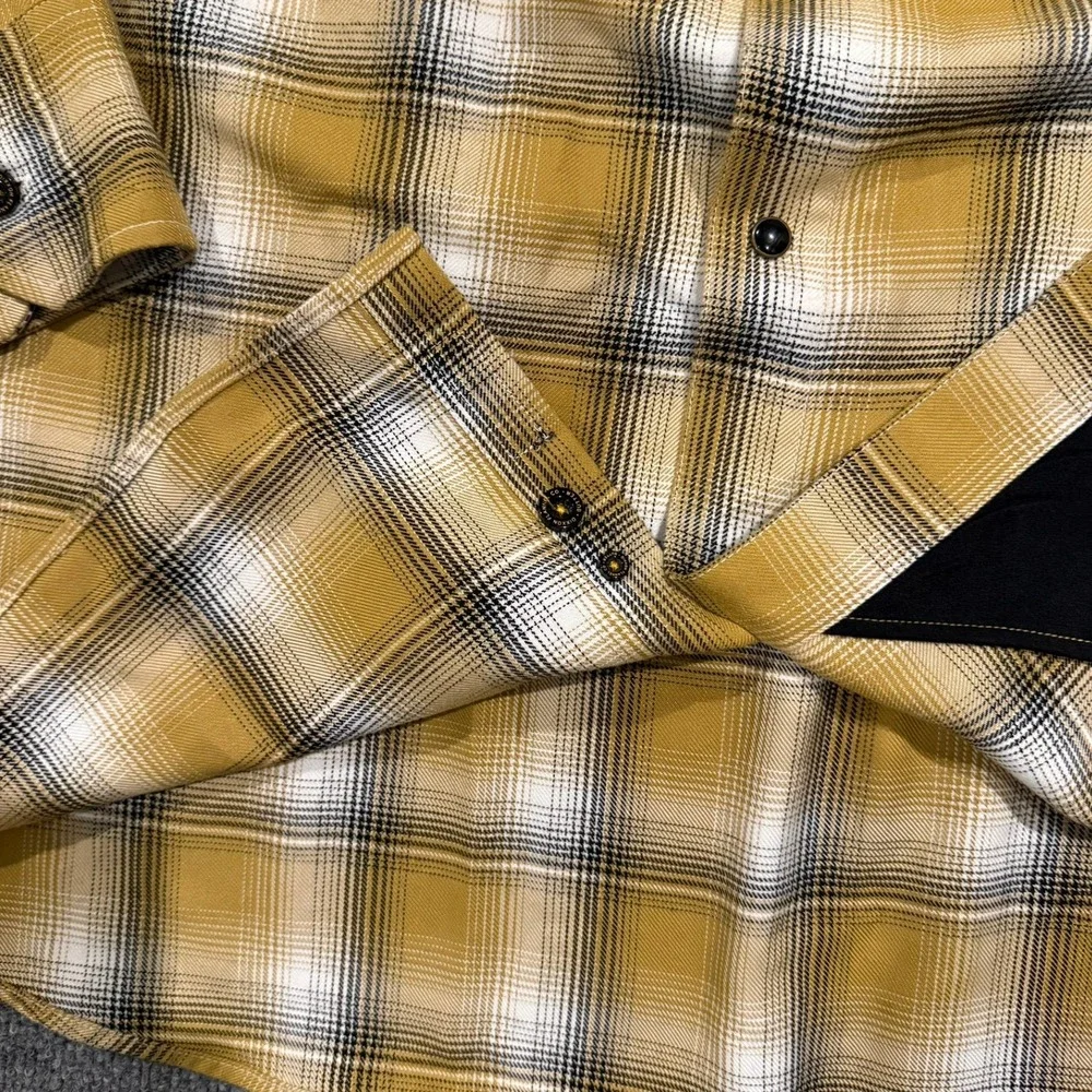 Dixxon Flannel The Sutter Mens 4X Yellow/gold Plaid Pearl Snap Closure